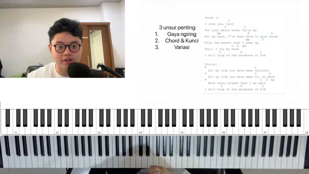 belajar piano worship