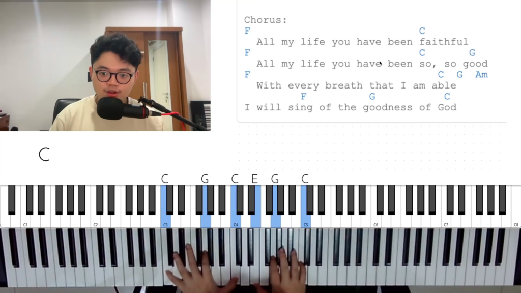 belajar piano worship